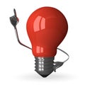 Ã¯Â»Â¿Ã¯Â»Â¿Ã¯Â»Â¿Ã¯Â»Â¿Red tungsten light bulb character in moment of insight