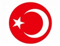 Red Turkish Flag Symbol Featuring White Star and Crescent Moon Isolated Design Vector Royalty Free Stock Photo
