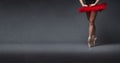 Red tutu and tiptoe close up Royalty Free Stock Photo