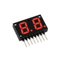 Red two-digit seven-segment LED display component with decimal points and contact pins Royalty Free Stock Photo