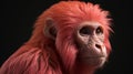 red Uakari Monkey on black background. Generative AI Royalty Free Stock Photo