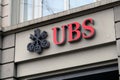 Red UBS Logo Sign in Downtown ZÃÂ¼rich, Switzerland