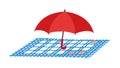 Red Umbrella on a Blue Grid Floor for Abstract Concepts, vector design Generative AI Royalty Free Stock Photo