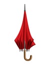 Red umbrella. Isolated on white background. Parasol folded. Hand-held rain or windbreak protection