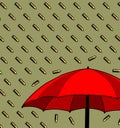 red umbrella and lots of bullets Royalty Free Stock Photo