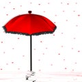 Red Umbrella and raining red hearts Background