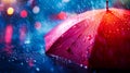A red umbrella is sitting in the rain Royalty Free Stock Photo