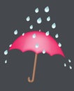 Red umbrella under rain drops illustration concept safety keep d Royalty Free Stock Photo