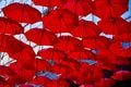 Red Umbrellas In the Air Royalty Free Stock Photo
