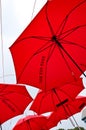 Red umbrellas art project in South Korea Royalty Free Stock Photo