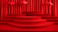 Red Umbrellas and Red Carpet Staircase Stage Royalty Free Stock Photo