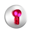 Red Undefined key icon isolated on transparent background. Silver circle button. Royalty Free Stock Photo
