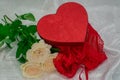 Red underwear knickers in gliter red box heart shaped and white roses