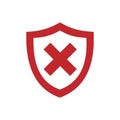 Red unprotected shield icon