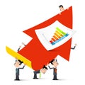 Red Up Arrow with Businessmen and Cuccess Graph Royalty Free Stock Photo