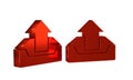 Red Upload inbox icon isolated on transparent background. Royalty Free Stock Photo