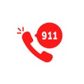 red urgent call with handset like 911