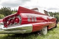 Red US vintage car, rear view Royalty Free Stock Photo