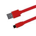 Red usb-cable micro usb isolated Royalty Free Stock Photo