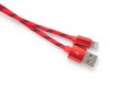 Red USB cable for phone and tablet Royalty Free Stock Photo