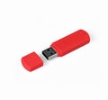 Red usb flash drive on a white background. Royalty Free Stock Photo