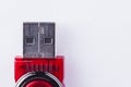 Red USB Flash Drive on White Background Royalty Free Stock Photo