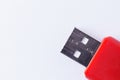 Red USB Flash Drive on White Background Royalty Free Stock Photo