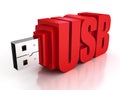 Red usb flash drive on a white background Royalty Free Stock Photo