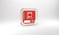 Red User manual icon isolated on grey background. User guide book. Instruction sign. Read before use. Glass square Royalty Free Stock Photo