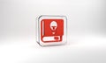 Red User manual icon isolated on grey background. User guide book. Instruction sign. Read before use. Glass square Royalty Free Stock Photo