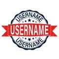 Red username rubber web stamp with stars Royalty Free Stock Photo
