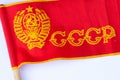 Red ussr flag on a stick on an isolated white background since soviet times Royalty Free Stock Photo