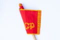 Red ussr flag on a stick on an isolated white background since soviet times Royalty Free Stock Photo