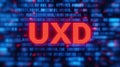 Red Ux D Letters Over Blue Binary Code Background user experience design Royalty Free Stock Photo
