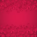 Red valentine background with many flowers, vecto