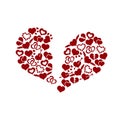 Red valentine broken hearth love symbols in big hearth shape eps10 Royalty Free Stock Photo