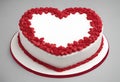 Red valentine cake in heart shape Generative AI