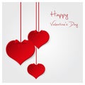 Red valentine hearths from paper hanging and happy valentines day eps10