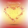 Red Valentine s Day background with hearts on red. Vector illustration. Cute love banner or greeting card. Royalty Free Stock Photo