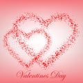 Red Valentine s Day background with hearts on red. Vector illustration. Cute love banner or greeting card Royalty Free Stock Photo