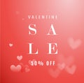 Red Valentine sale illustration template with hearts.