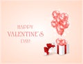 Red Valentines balloons and gift box