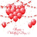 Red Valentines balloons and pennants