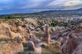 Red valley at Cappadocia, Anatolia, Turkey. Volcanic mountains in Royalty Free Stock Photo