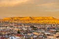 Red Valley and Rose Valley and downtown of Goreme under the sunset in Cappadocia, Turkey. Red Valley and Rose Valley Cappadocia