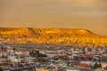 Red Valley and Rose Valley and downtown of Goreme under the sunset in Cappadocia, Turkey. Red Valley and Rose Valley Cappadocia