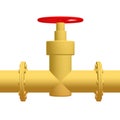 Red valve on the main gas pipeline Royalty Free Stock Photo