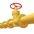 Red valve on the main gas pipeline Royalty Free Stock Photo