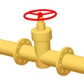 Red valve on the main gas pipeline Royalty Free Stock Photo