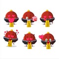 Red vampire hat cartoon character with love cute emoticon